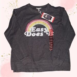 *NWT*  Wildfox "Easy Does It" Rainbow Graphic Sweatshirt, Charcoal Gray XS